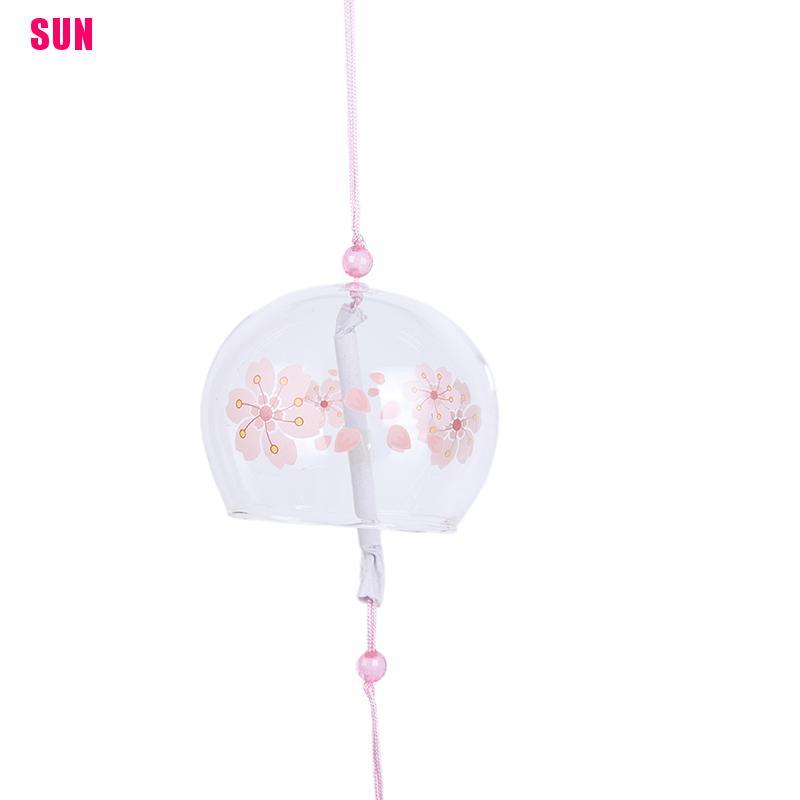 1pc Lonceng Angin Desain Cherry Blossom Bahan Kaca