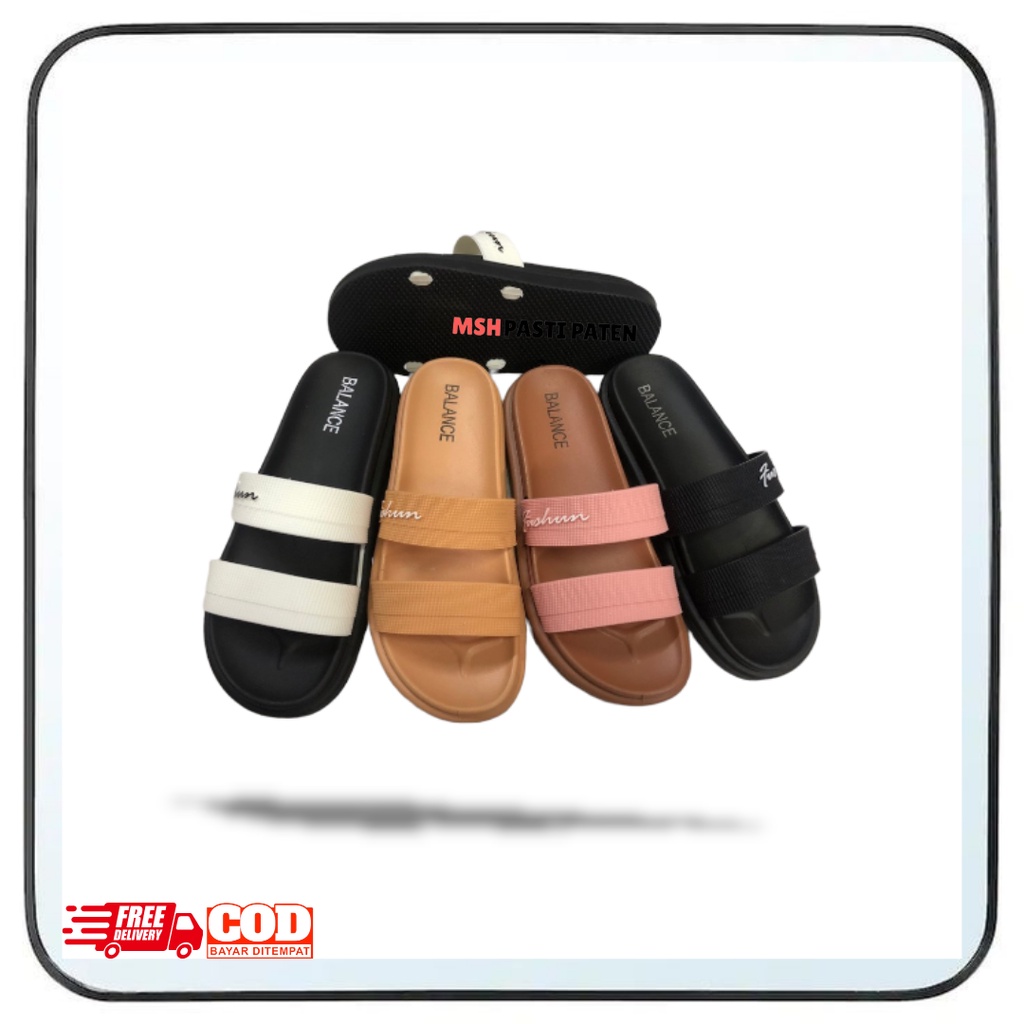 Sandal selop jelly wanita dewasa tahan air merk alina 840 size 37-40 original Sandal impor Sandal hitam Sandal flat