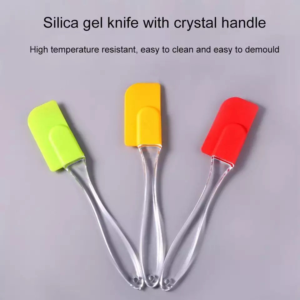 Spatula Poles Silikon Anti Panas Food Grade - Spatula Gagang Bening