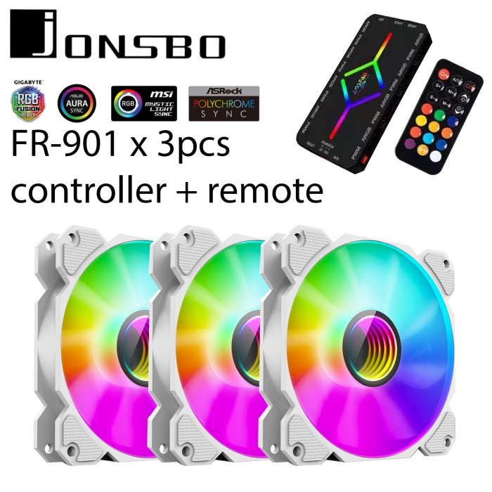 JONSBO FR-901 WHITE ARGB 3in1 + CONTROLLER FAN CASE /KIPAS CASING 12cm