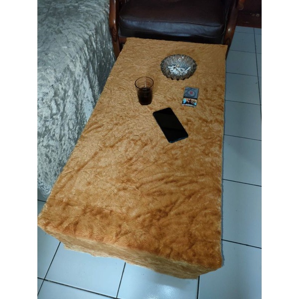 taplak meja bulu raspur uk 160x50cm free tempat tisu