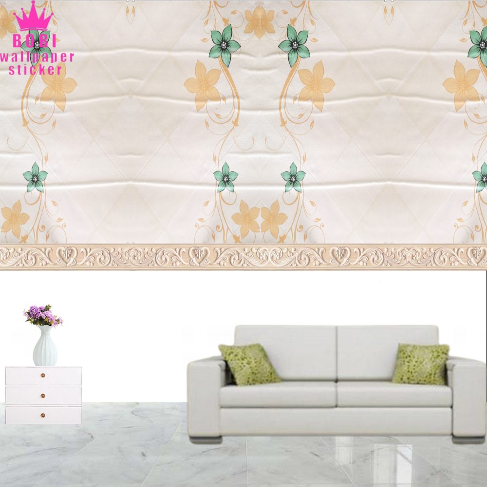 Wallpaper Sticker Motif Bunga Hijau kuning MIK122 New / Wallpaper New 2021 /  Uk.9mx45cm
