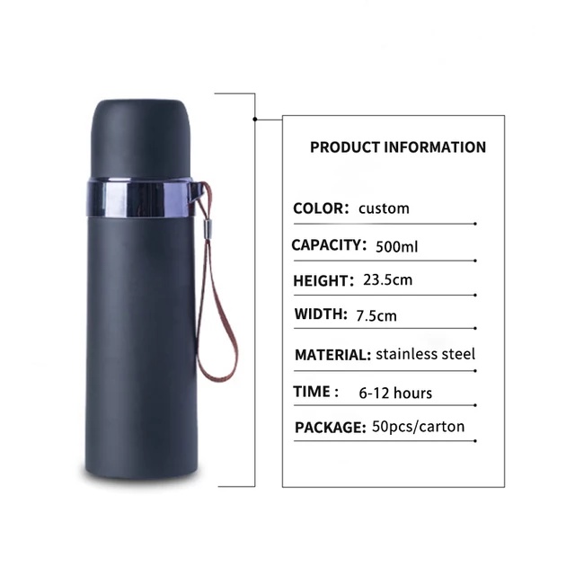 Termos Botol Minum Stainless Steel Botol Air Minum Tumbler Travel Hot &amp; Cold Thermos Vacuum Flask 500 ML