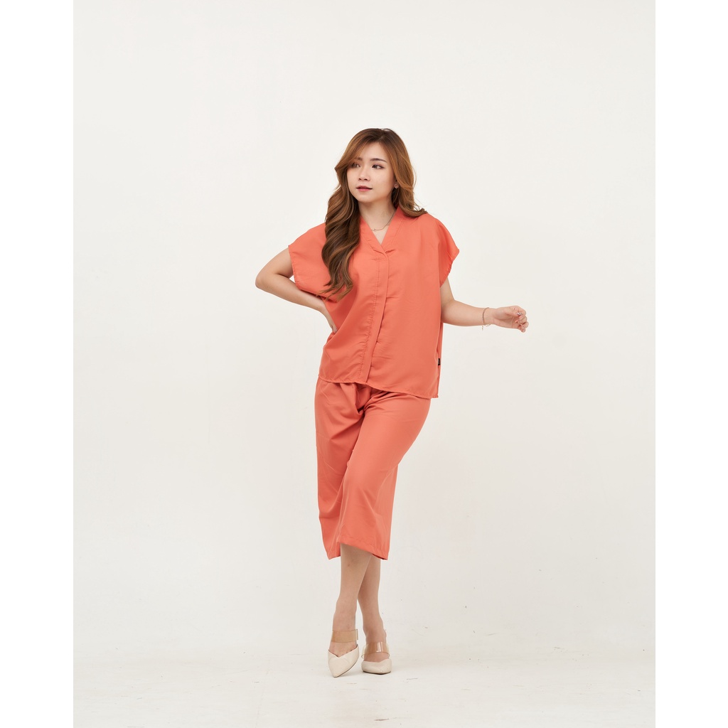 IZANY Piyama Dewasa Daily ONE SET V / SET Kulot Kimono PLAIN Polos-TERACOTTA PLAIN