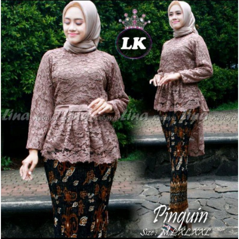 Set kebaya aurora terbaru / kebaya brokat model pinguin / setelan kebaya brokat aurora / kebaya mode