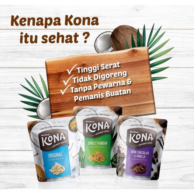 Barefood - KONA Coconut Chips High Fiber Snack Non MSG  45g