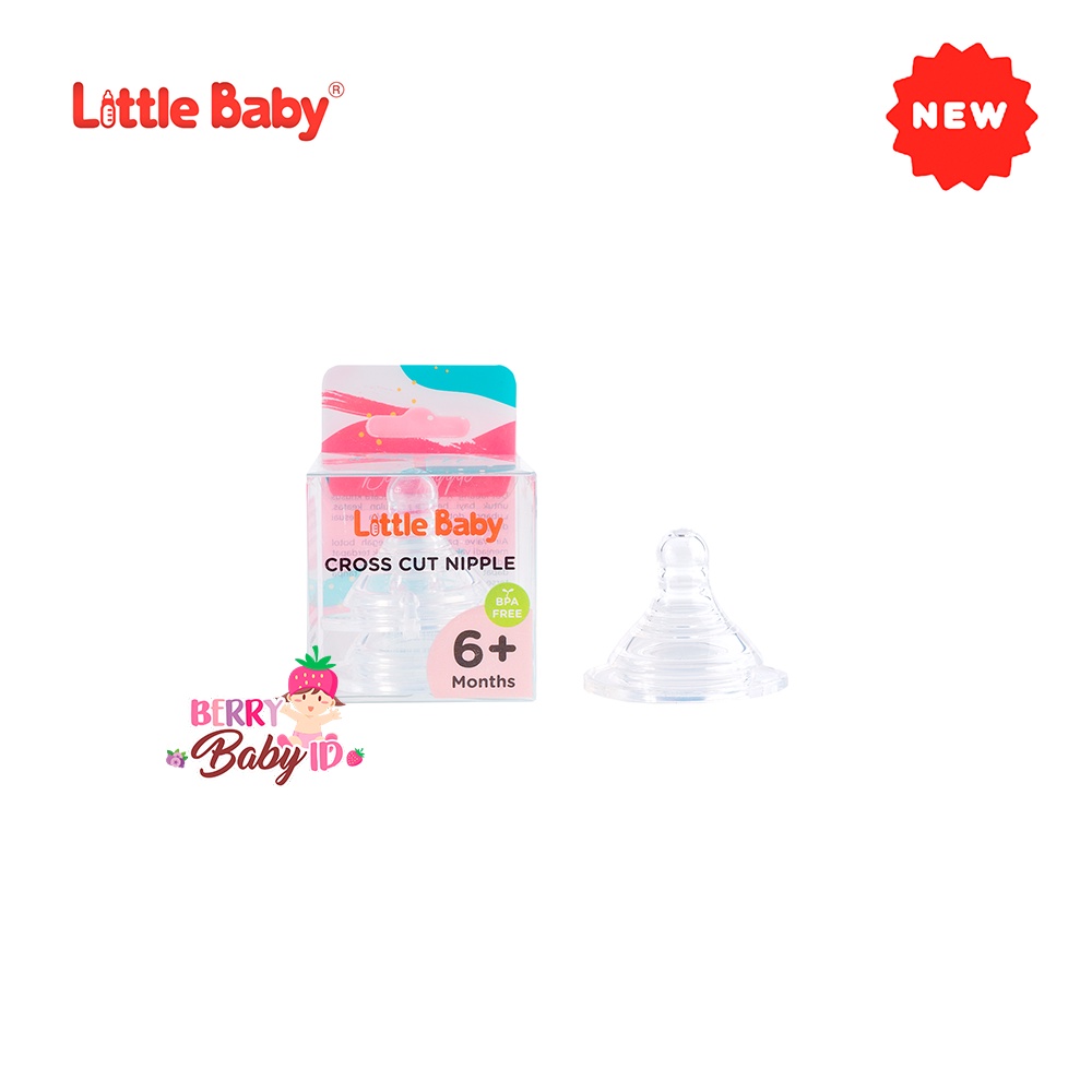 Little Baby 2 pc Cross Cut Nipple Wide Neck Karet Dot Nipple Botol Bayi Berry Mart