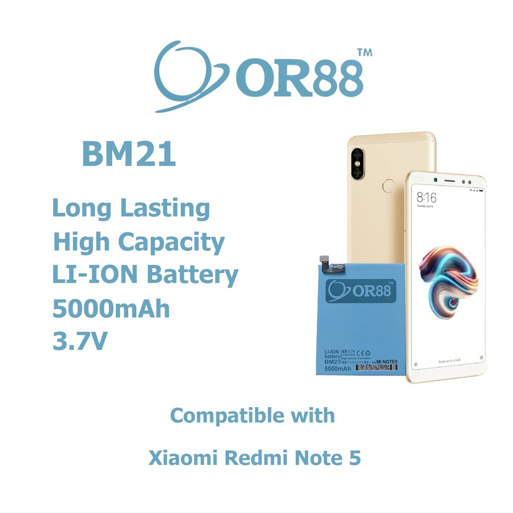 Baterai Batre Battery Double Power Xiaomi Redmi  Mi Note 5 BM21 OR88/ Oriens88