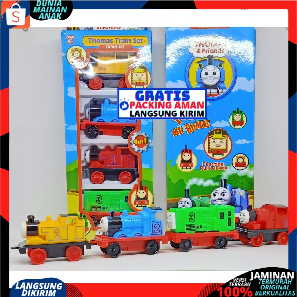 Mainan Anak Isi 4 PCS  Set Mobilan Kereta Api THM NEW VERSI PullBack / Train Play Set NEW