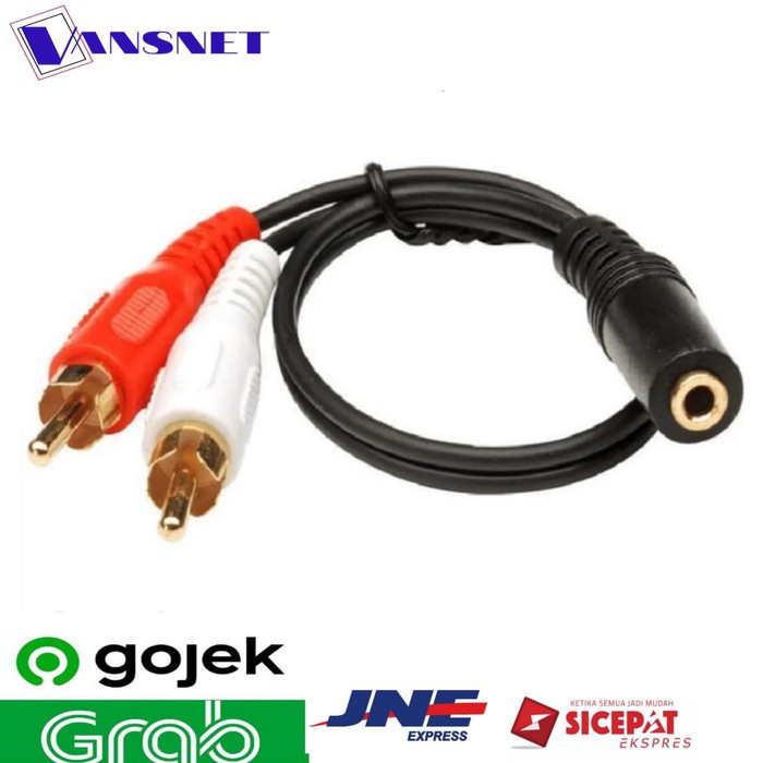 Kabel audio 3.5 Female to RCA 2 Merah putih male / kabel audio Jack