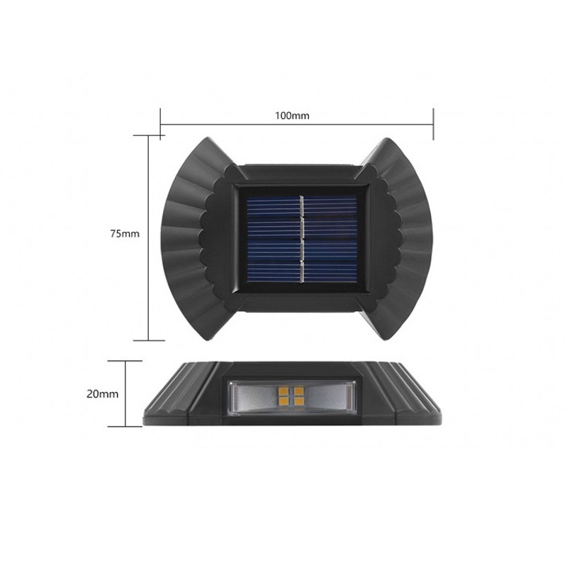 Lampu Dinding 8 LED Tenaga Surya Anti Air Dengan Sensor Pencahayaan Atas &amp; Bawah Untuk Outdoor