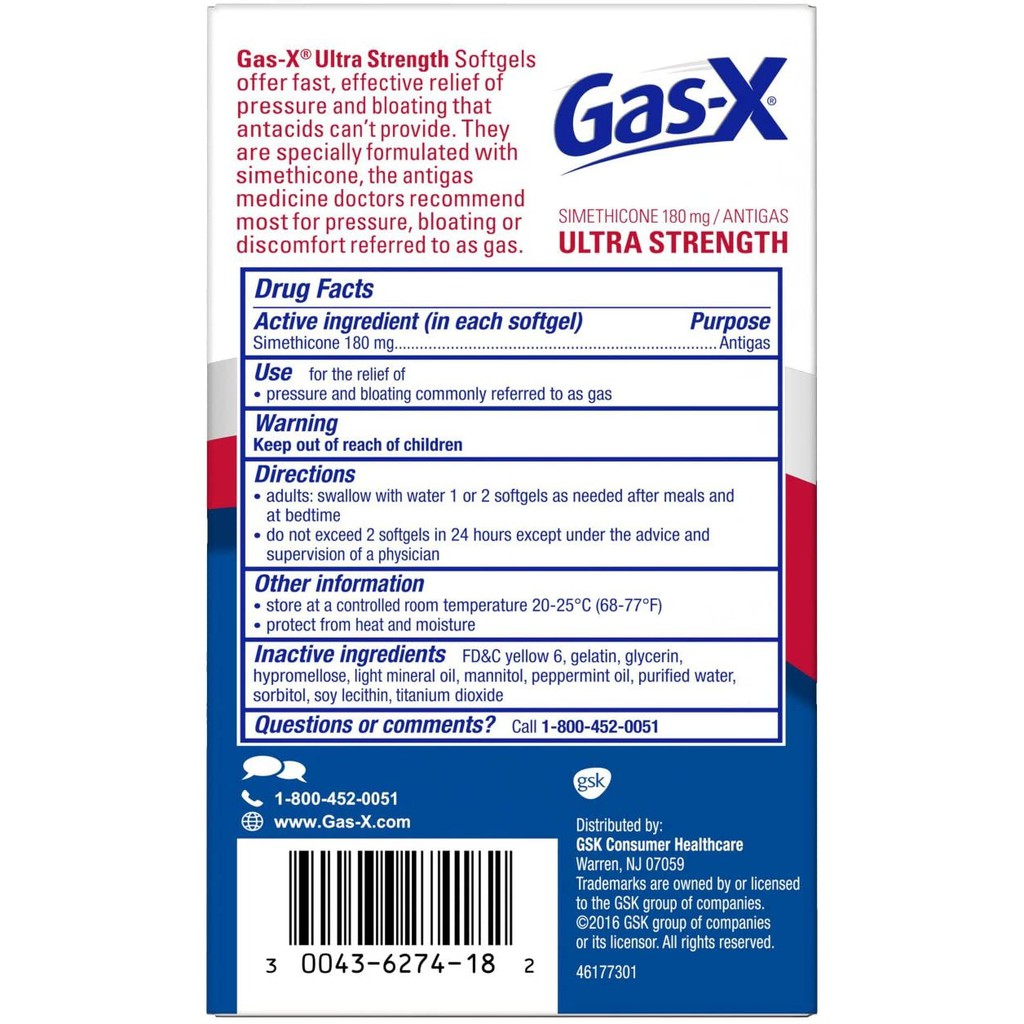 Gas-X Ultra Strength Softgel Maag Asam Lambung Gas Bloating Relieves 18 dan 50 Softgels