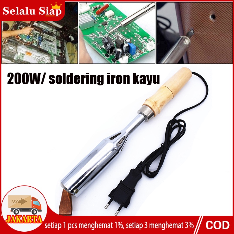 Solder Listrik 200W Gagang Kayu  200 Watt Electric Soldering Iron