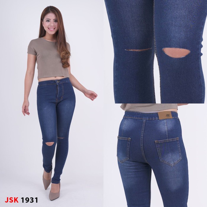 Celana Skinny Highwaist Jeans Wanita BigSize Pensil