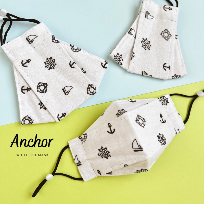 3D Washable Mask 3ply - Anchor in White