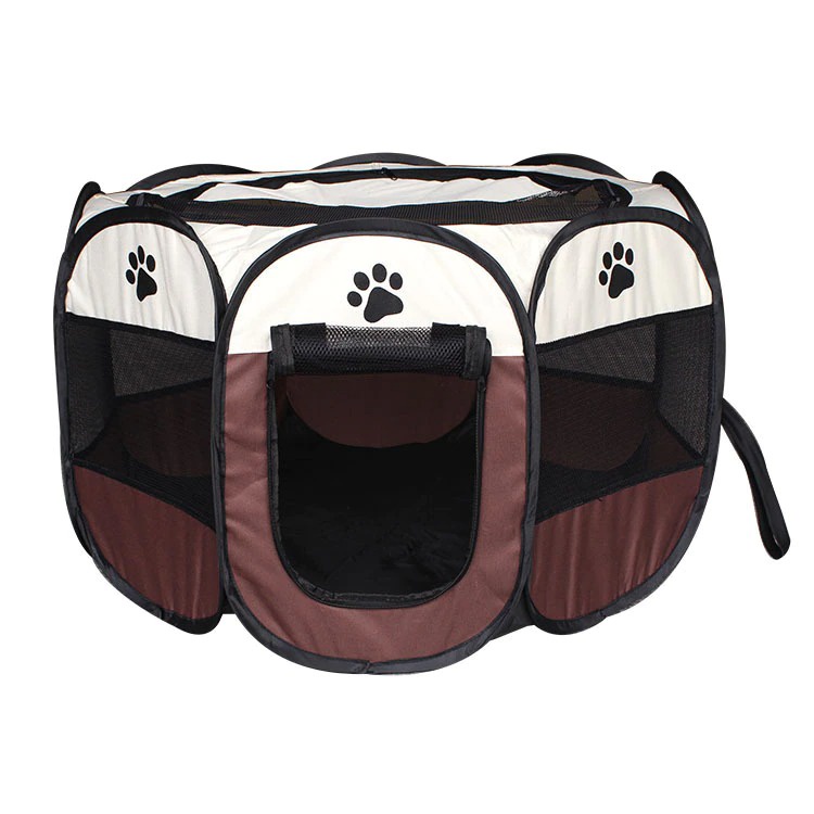 VOOPET Kandang Lipat Hewan Peliharaan Kucing Anjing Pet Cage Portable Tent Folding Small - WL00 - Coffee