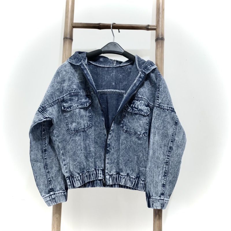 Jaket Hoodie Jeans LD 120 Crop Premium / Jaket Bomber Jaket Jeans Crop