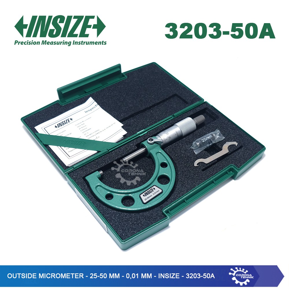 Insize - 3203-50A - Outside Micrometer - 25-50 mm - 0,01 mm