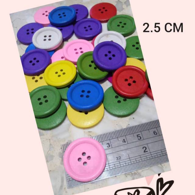 100 PCS - 4 PILIHAN SIZE | KANCING KAYU WARNA