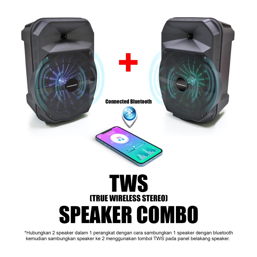 SPEAKER KARAOKE BLUETOOTH SIMBADDA CST 808N BONUS 2 MICS + TWS ORIGNAL