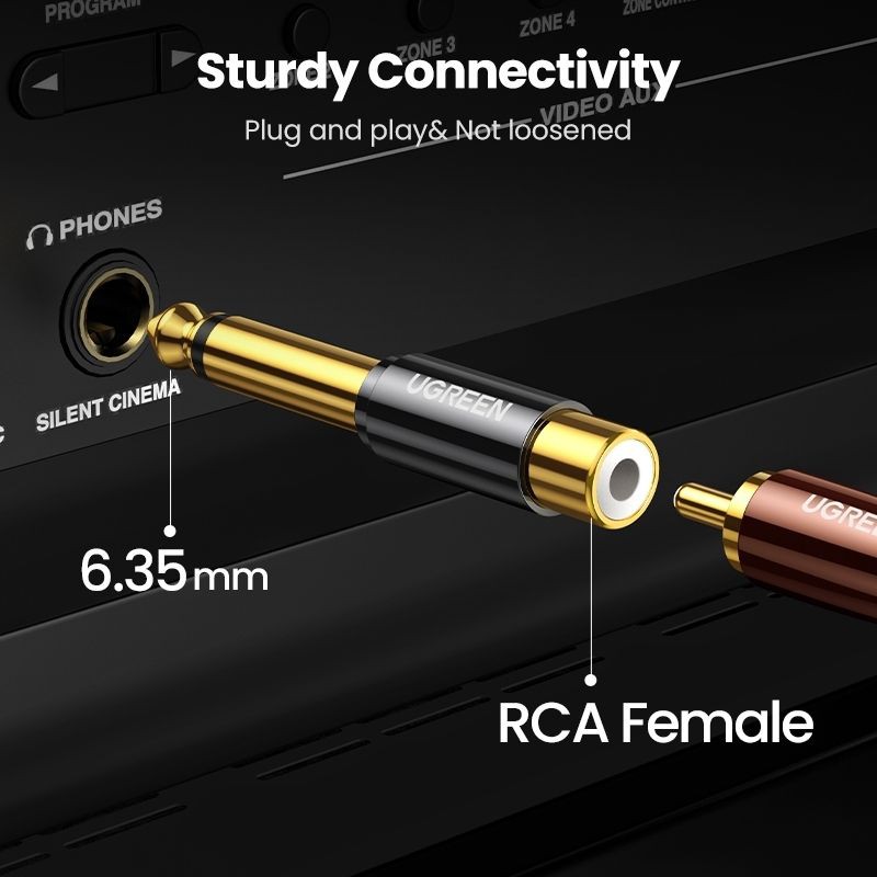 UGREEN Konektor RCA Female to 6,5mm Male Adapter Gold Plated