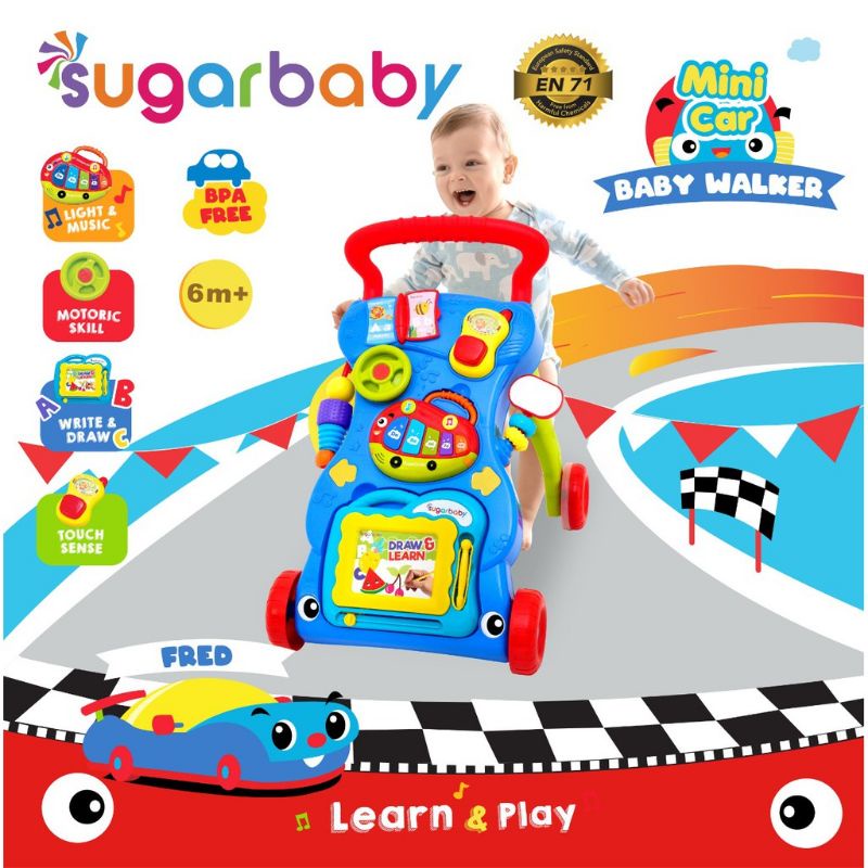 Sugar Baby My Circus Push Walker (Baby Walker)/ Mainan Dorong Bayi/Sugar Baby Mini Car Walker