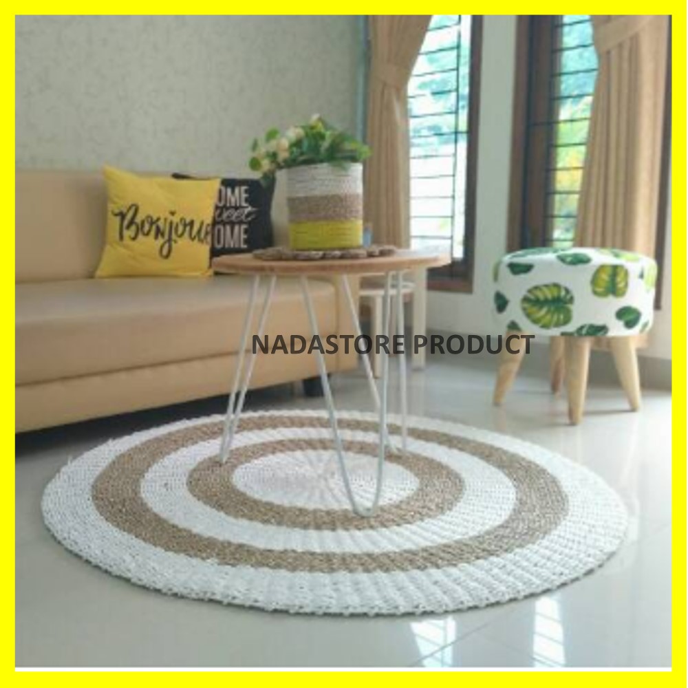 Rug anyaman 120 cm / Karpet Anyaman Seagrass / Karpet Bulat