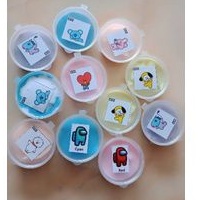 Slime stiker karakter amongus Bt21 Slaim sakura dan Boba kemasan cup