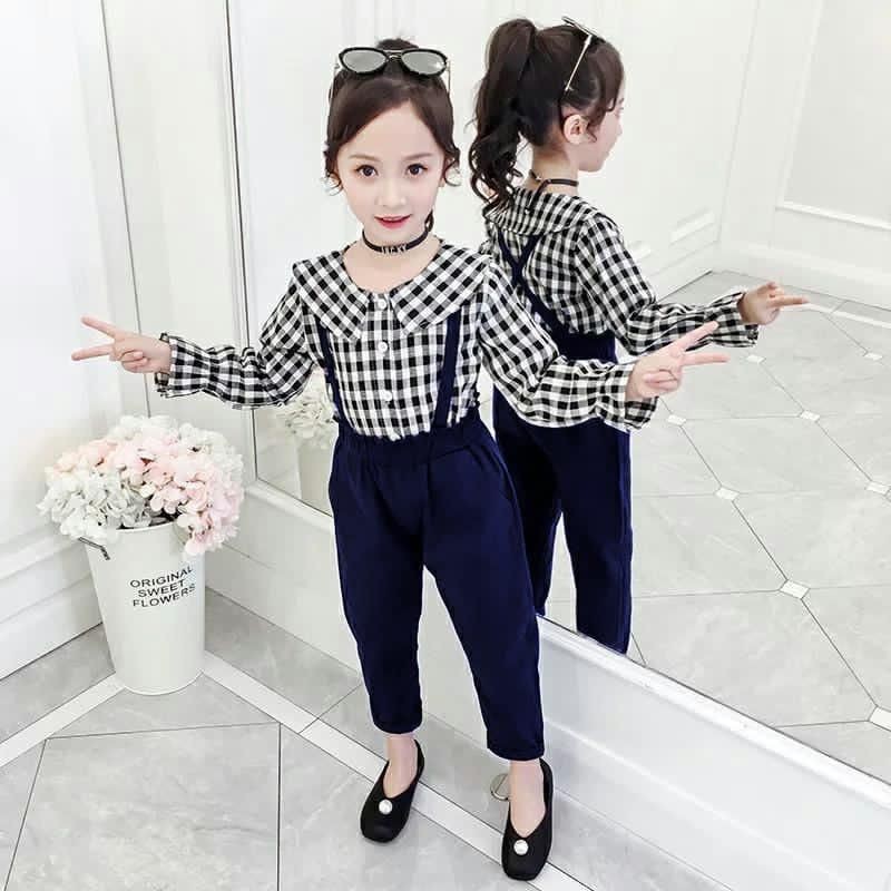 Setelan Anak Perempuan Usia 5 6 7 Tahun Atasan Motif Kotak Kotak Bahan Katun Baju Bayi Anak Lucu Imu