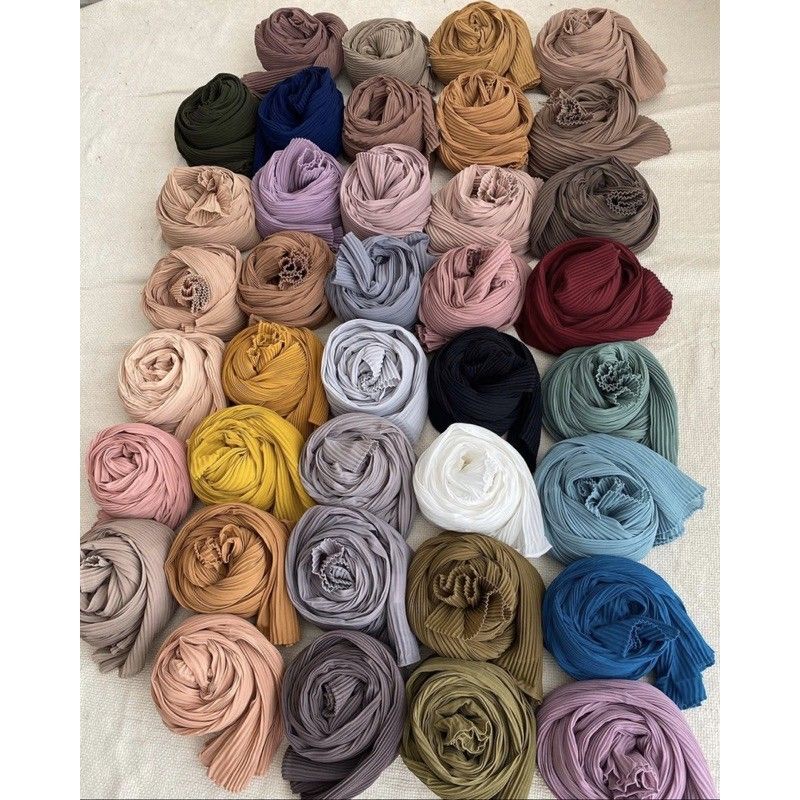 PASHMINA PLISKET SHAWL/ PASHMINA PLISKET CERUTY BABYDOLL /TANPA GARIS TENGAH