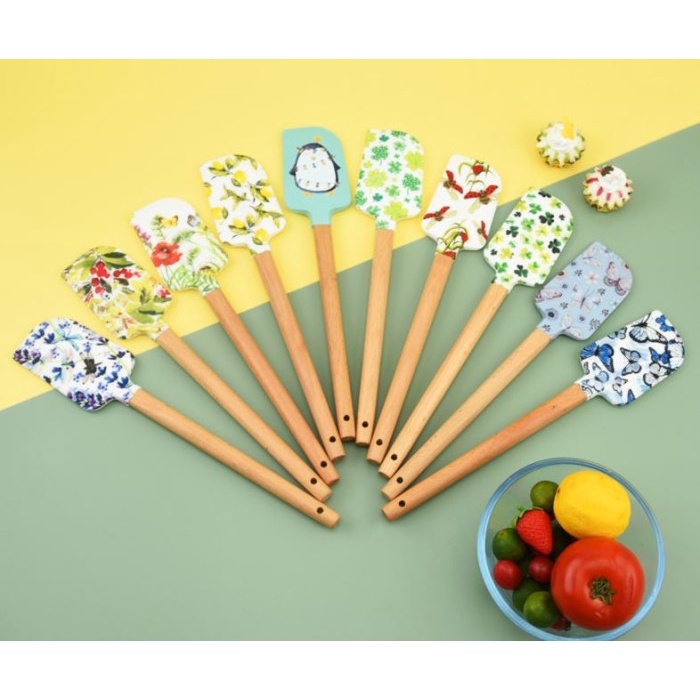 Spatula Gambar Karakter Silicone Tahan Panas Print Motif Besar