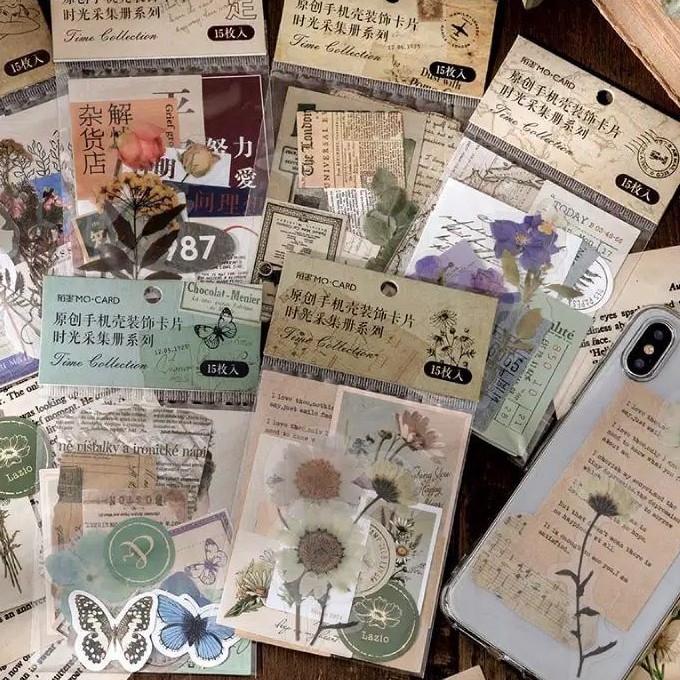 

15pcs Kartu Kertas Dengan Lubang Gaya Retro Untuk Scrapbooking/Jurnal/