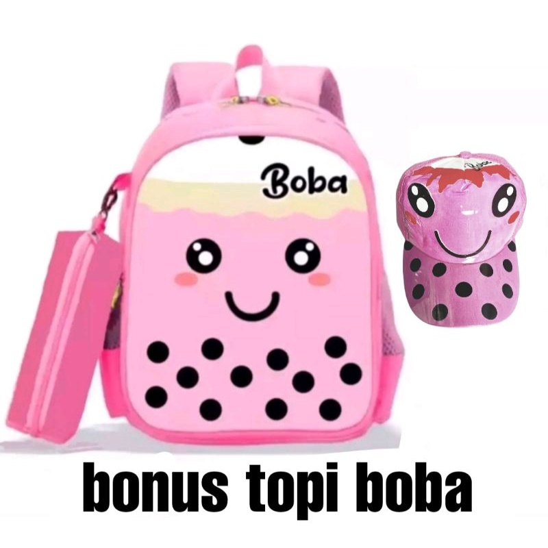 tas anak perempuan - tas Boba - tas sekolah anak perempuan - tas anak cewek (BONUS TOPI)