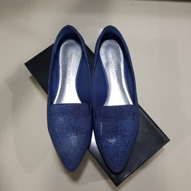 Flat shoes biru navy Christian Siriano