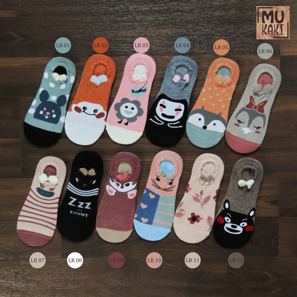 Kaos Kaki Invisible / Ballet / Di Bawah Mata Kaki Motif Karakter 3D Mukaki