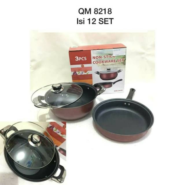 ((( PROMO ))) Panci set 2pcs dengan 1 tutup kaca
