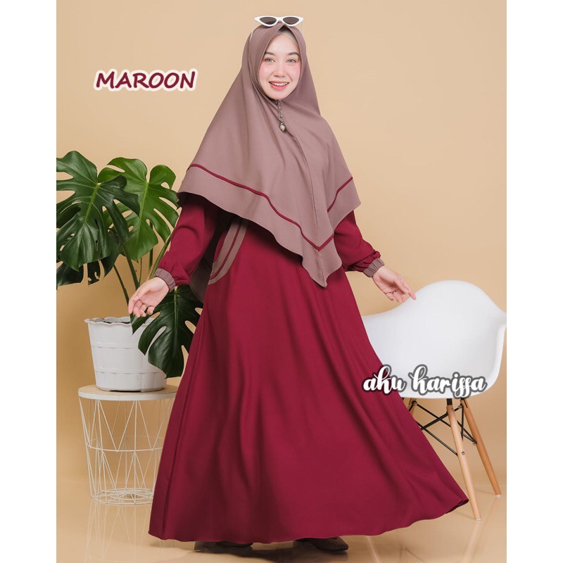 AKU KARISSA SYARI GAMIS SET KHIMAR ITY CREPE BUSUI JUMBO GAMIS SIMPLE GAMIS POLOS ADELIA