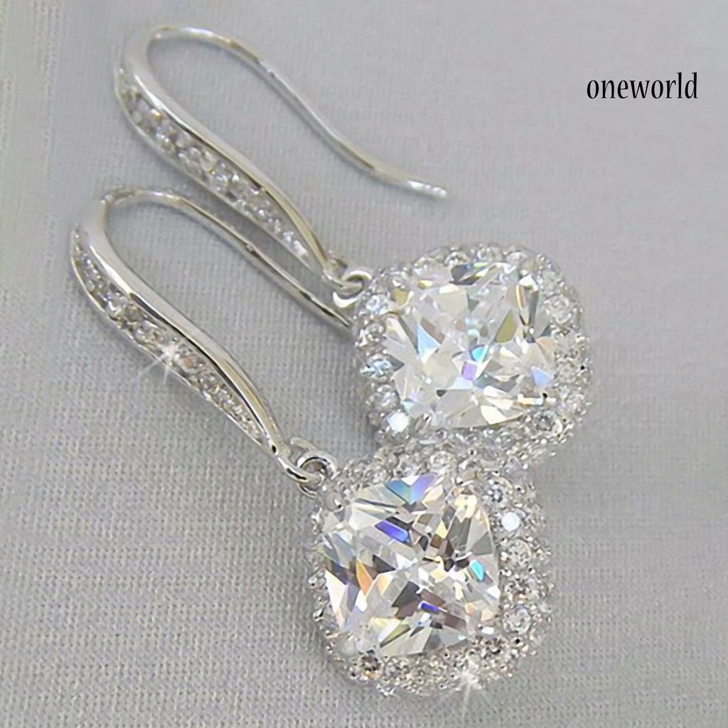 OW# Cubic Zirconia Hanging Drop Dangle Ear Hook Earring Party Jewelry Accessory Gift