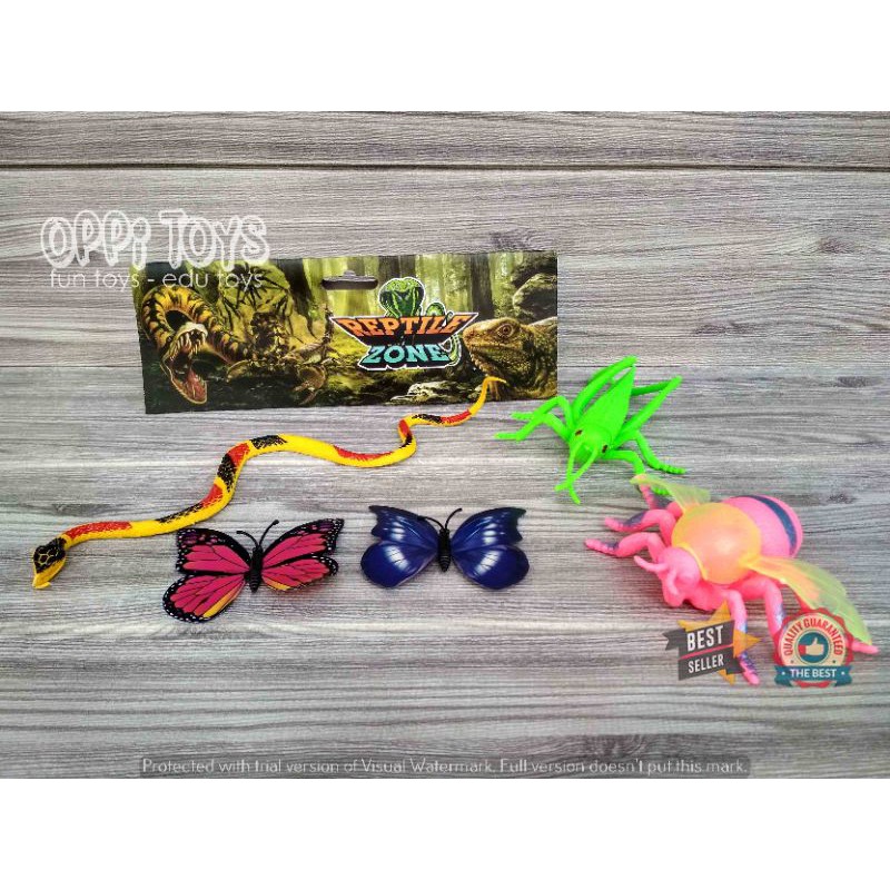 Mainan Binatang Karet Serangga 5 pcs - Mainan Animal Karet Reptil Zone - Mainan Edukasi Anak Hewan K