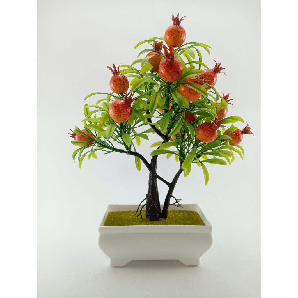 COD BUNGA PLASTIK POHON  PAJANGAN IMITASI BUNGA ARTIFISIAL POHON BUAH TANAMAN POHON PLASTIK BP8814-DELIMA MINI