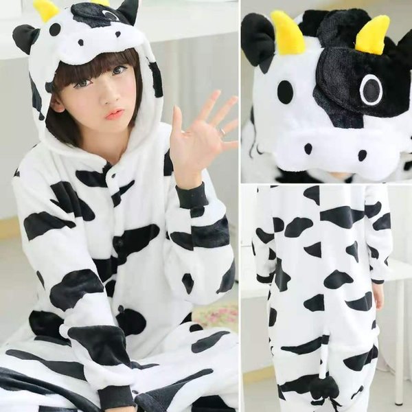 Kostum Dewasa Impor Animal Onesie Cosplay Karakter Binatang Lucu Sapi Tiger Baju Tidur Wanita Laki