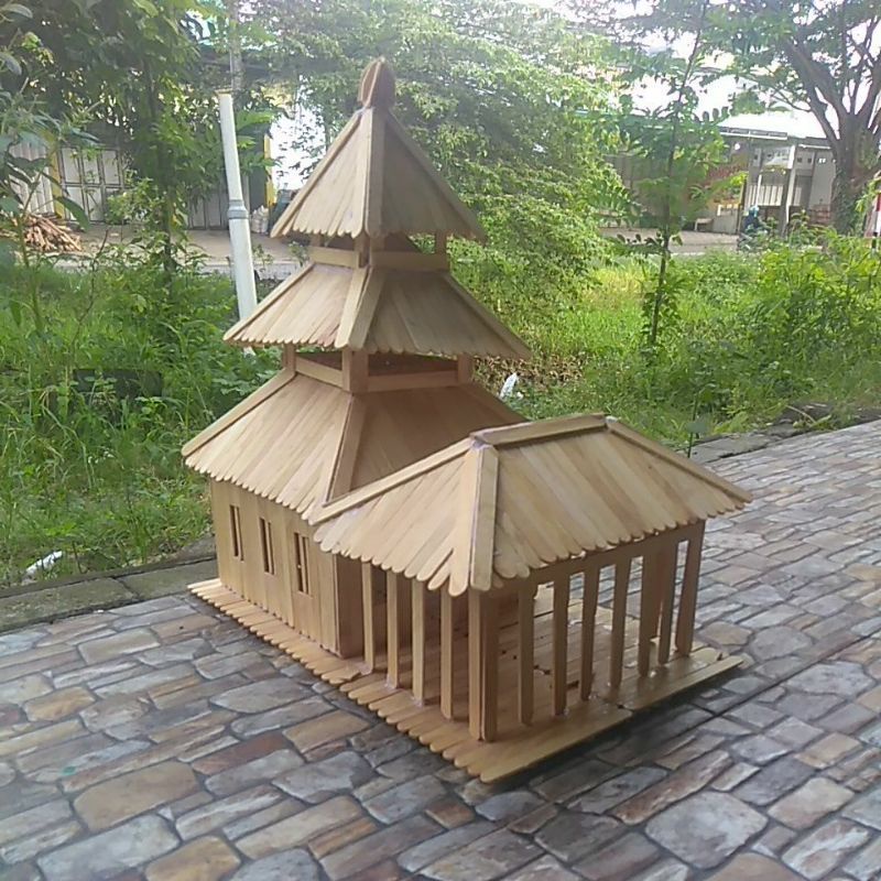 miniatur masjid agung demak dari stik es krim