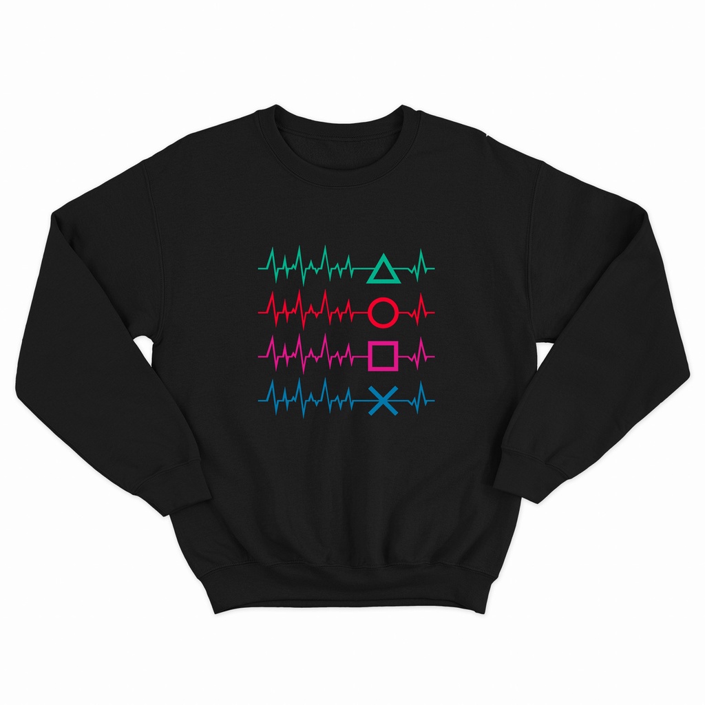 Sweater Crewneck Gamer Playstation Heartbeat 1195