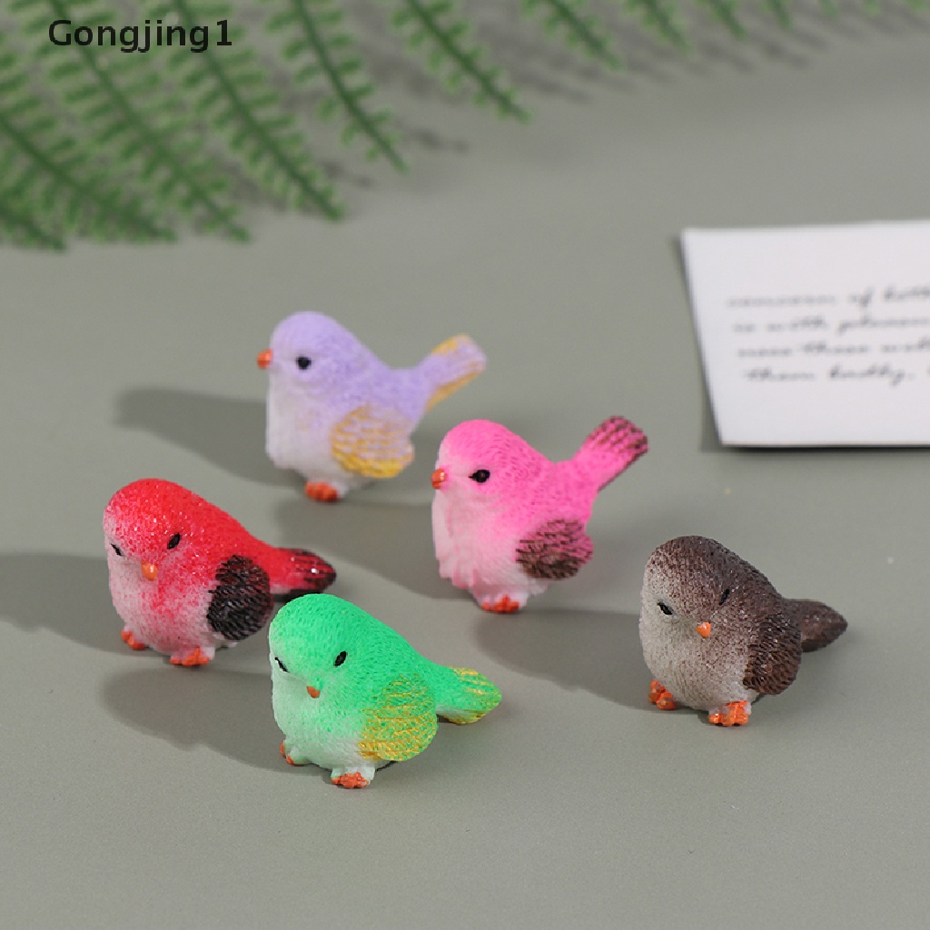 Gongjing1 8Pcs / Set Miniatur Burung Gereja Warna-Warni Untuk Dekorasi Taman / Rumah