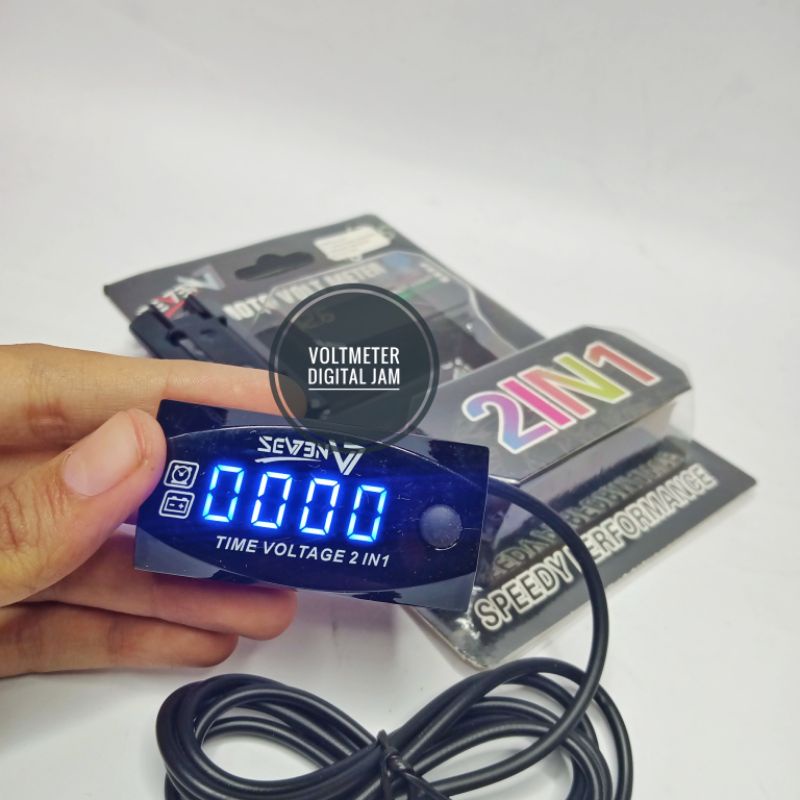 VOLTMETER AKI JAM DIGITAL MOTOR 2 IN 1 VOLT METER JAM DIGITAL SEVEN