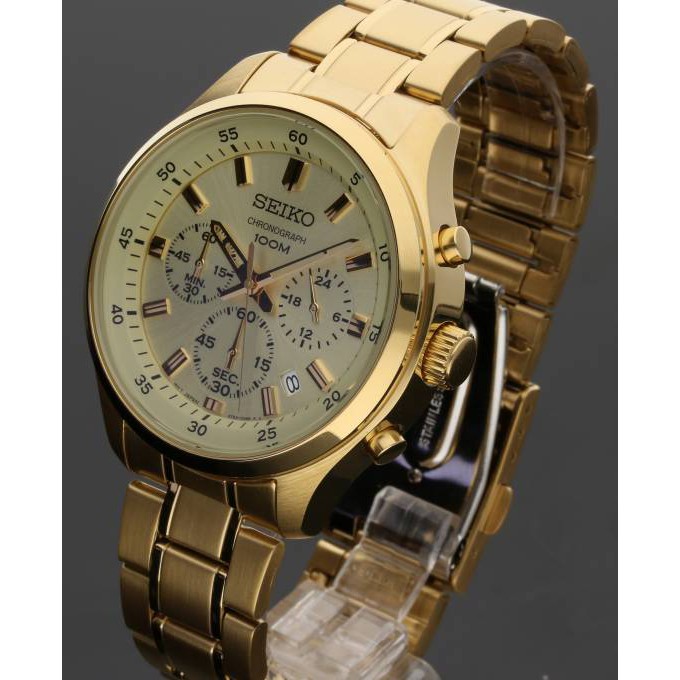 Seiko Quartz SKS592P1 Chronograph Gold IP - Jam Tangan Pria SKS592