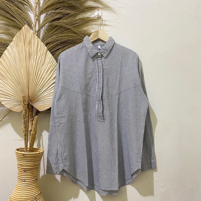 Thrift Kemeja Blouse Atasan Wanita Motif Polos Vintage - Batch 37 (B2-153 s/d B2-192)-B2-161