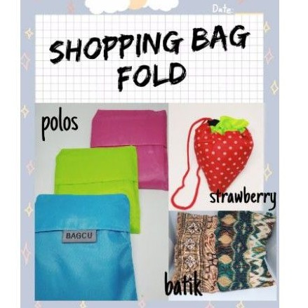 tas belanja lipat batik-polos-strawberry