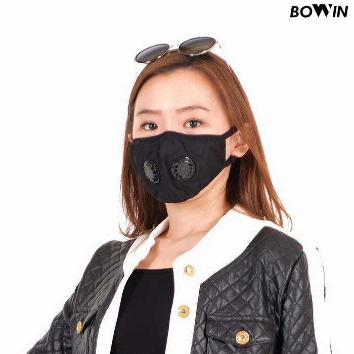 Bowin Masker Motor - Dual Filter Karbon N99 CV (Masker Anti Polusi) - Solid Black