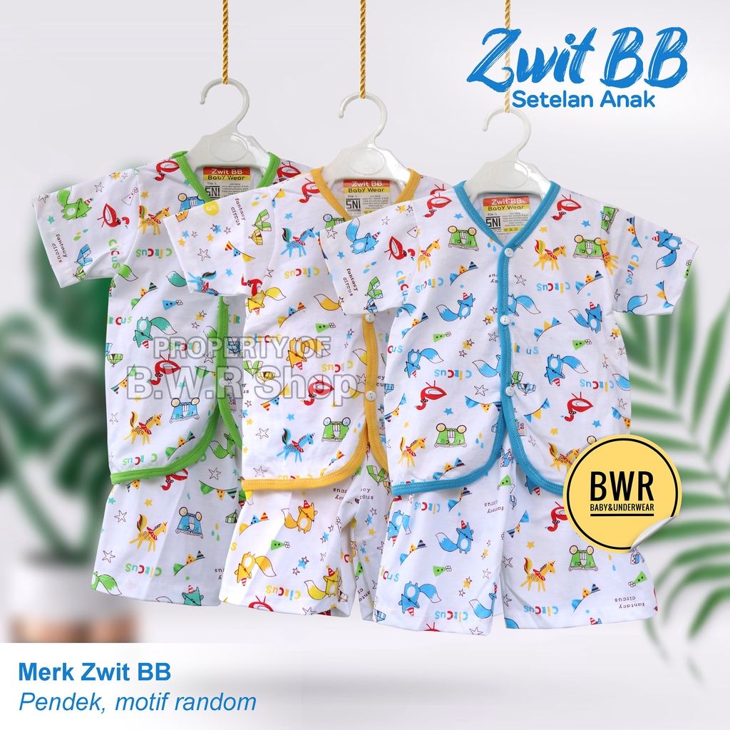 Setelan Zwit BB KANCING PENDEK MOTIF Random / Setelan Anak Bayi Unisex Kaos Celana Pendek | Bwr | MOTIF